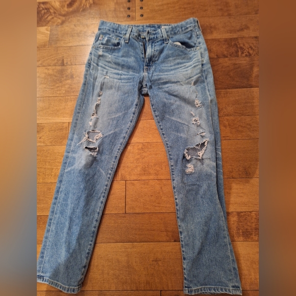 AG jeans, ex-boyfriend slim distressed jeans. - Picture 3 of 8